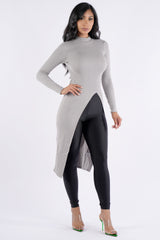 Asymmetrical mock neck long sleeve top