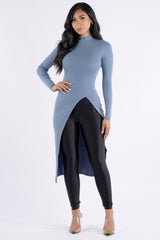 Asymmetrical mock neck long sleeve top