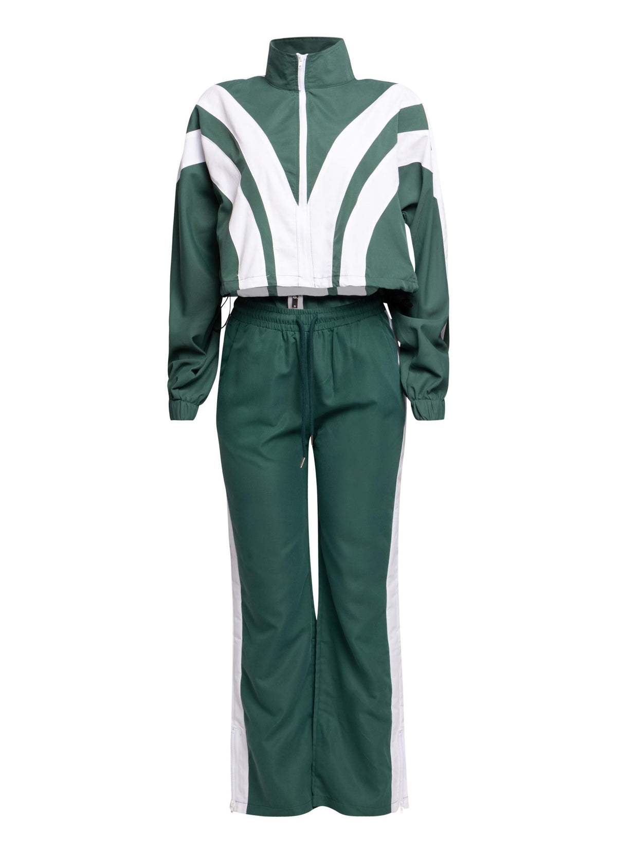 Women's Two-Tone Track Suit - Green and White