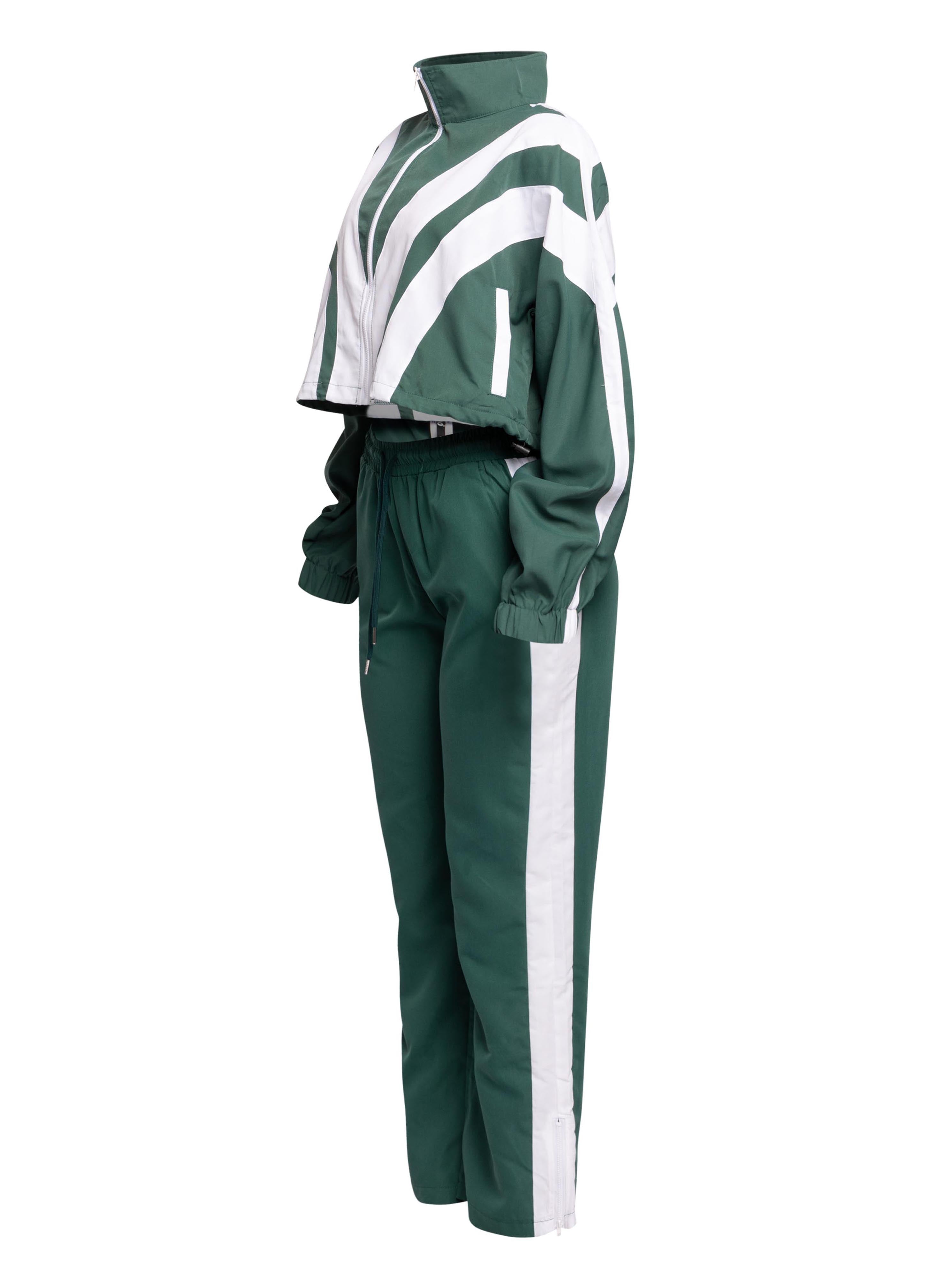 Women's Two-Tone Track Suit - Green and White