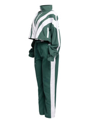 Women's Two-Tone Track Suit - Green and White