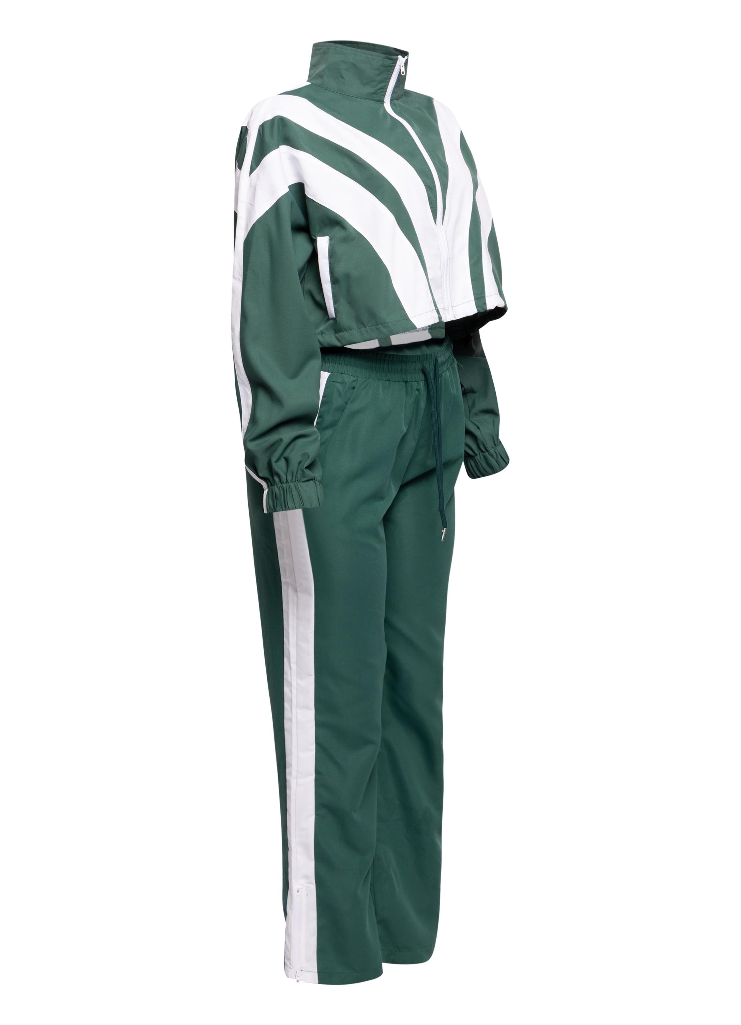 Women's Two-Tone Track Suit - Green and White