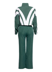 Women's Two-Tone Track Suit - Green and White