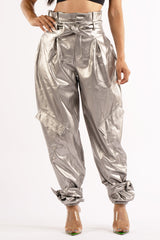 Metallic PU Jogger Pants