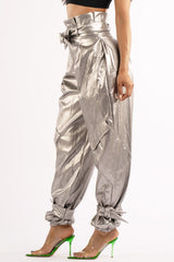 Metallic PU Jogger Pants