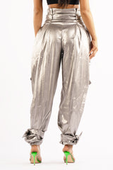 Metallic PU Jogger Pants