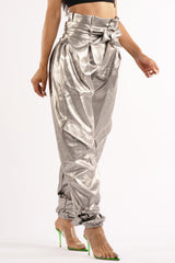 Metallic PU Jogger Pants