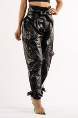 Metallic PU Jogger Pants