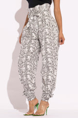 Snake Skin Printed Paper Bag style Cargo Pants