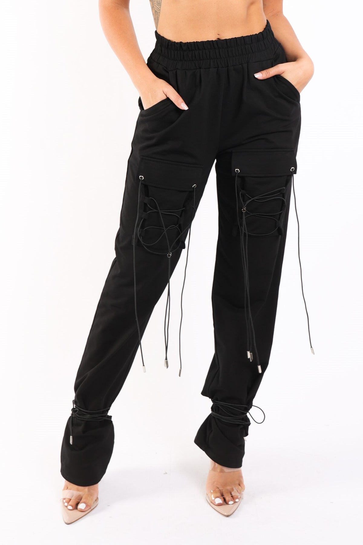 Parachute corded lace up jogger pants