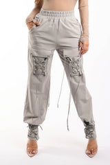 Parachute corded lace up jogger pants