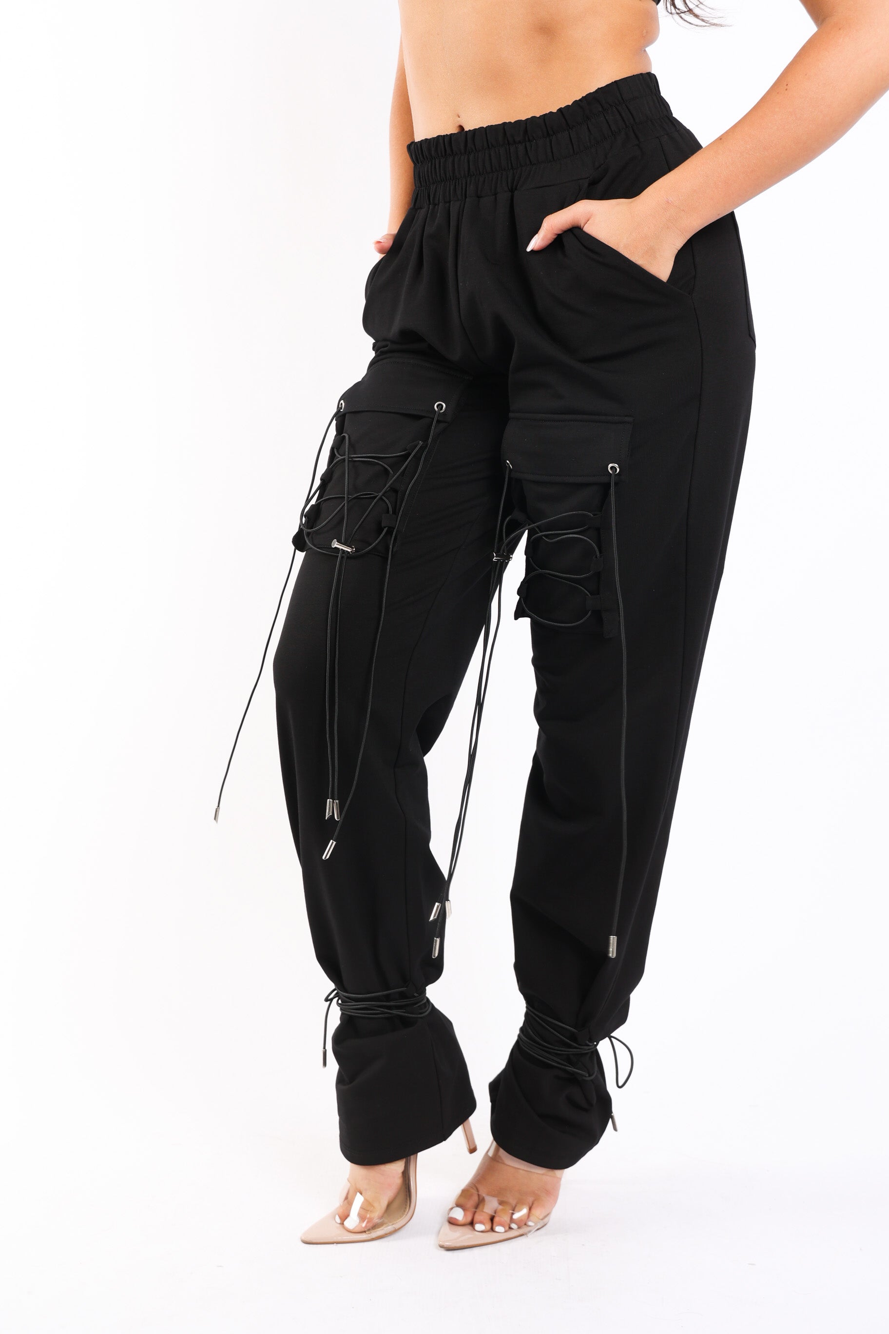 Parachute corded lace up jogger pants