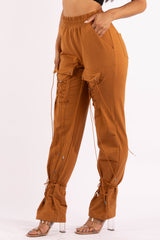 Parachute corded lace up jogger pants