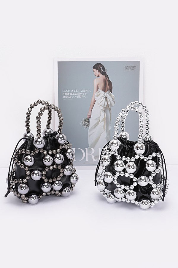 Metallic Plastic Ball Party Clutch w/Pouch