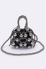 Metallic Plastic Ball Party Clutch w/Pouch