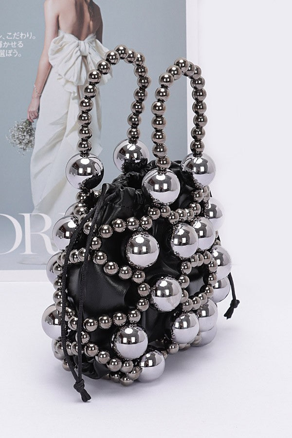 Metallic Plastic Ball Party Clutch w/Pouch