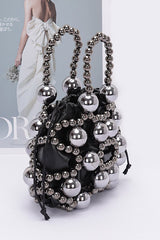 Metallic Plastic Ball Party Clutch w/Pouch