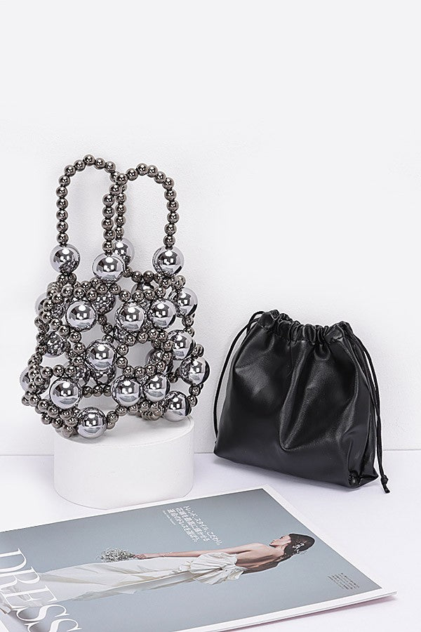 Metallic Plastic Ball Party Clutch w/Pouch