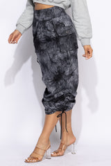 Tie dye Ruched maxi skirt