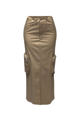 Side zippered pocket maxi cargo skirt