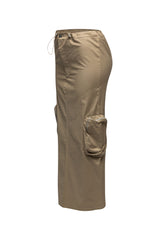 Side zippered pocket maxi cargo skirt