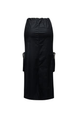 Side zippered pocket maxi cargo skirt