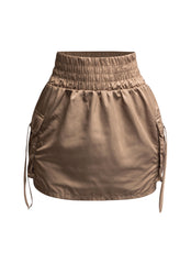 Wide waistband mini skirt with pockets