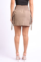 Wide waistband mini skirt with pockets