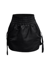 Wide waistband mini skirt with pockets