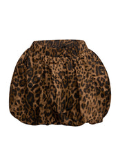 Leopard twill bubble skirt