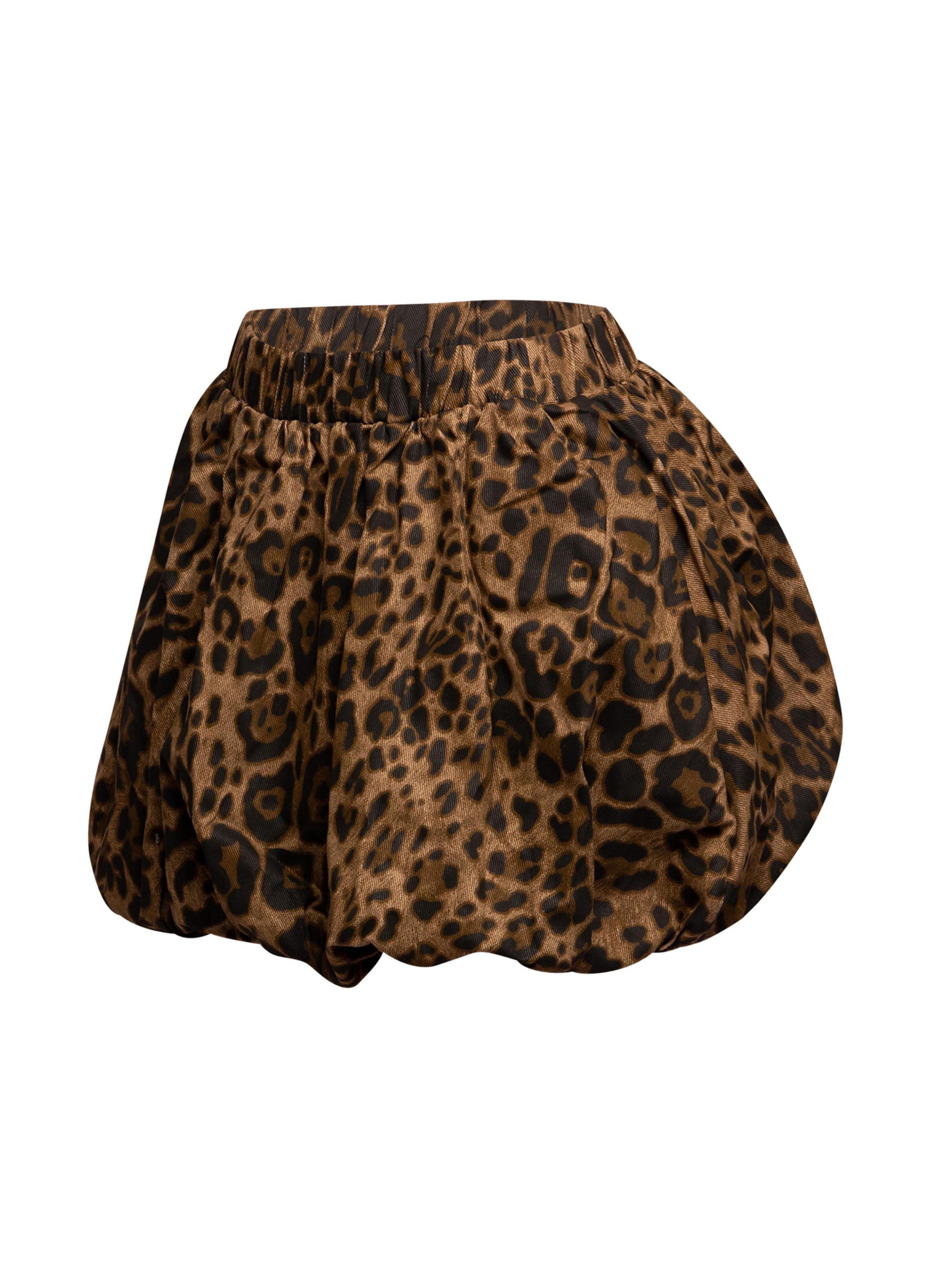 Leopard twill bubble skirt