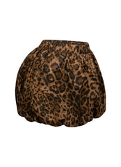 Leopard twill bubble skirt