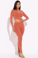 Mineral washed cut out top and leggings set