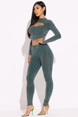 Mineral washed cut out top and leggings set