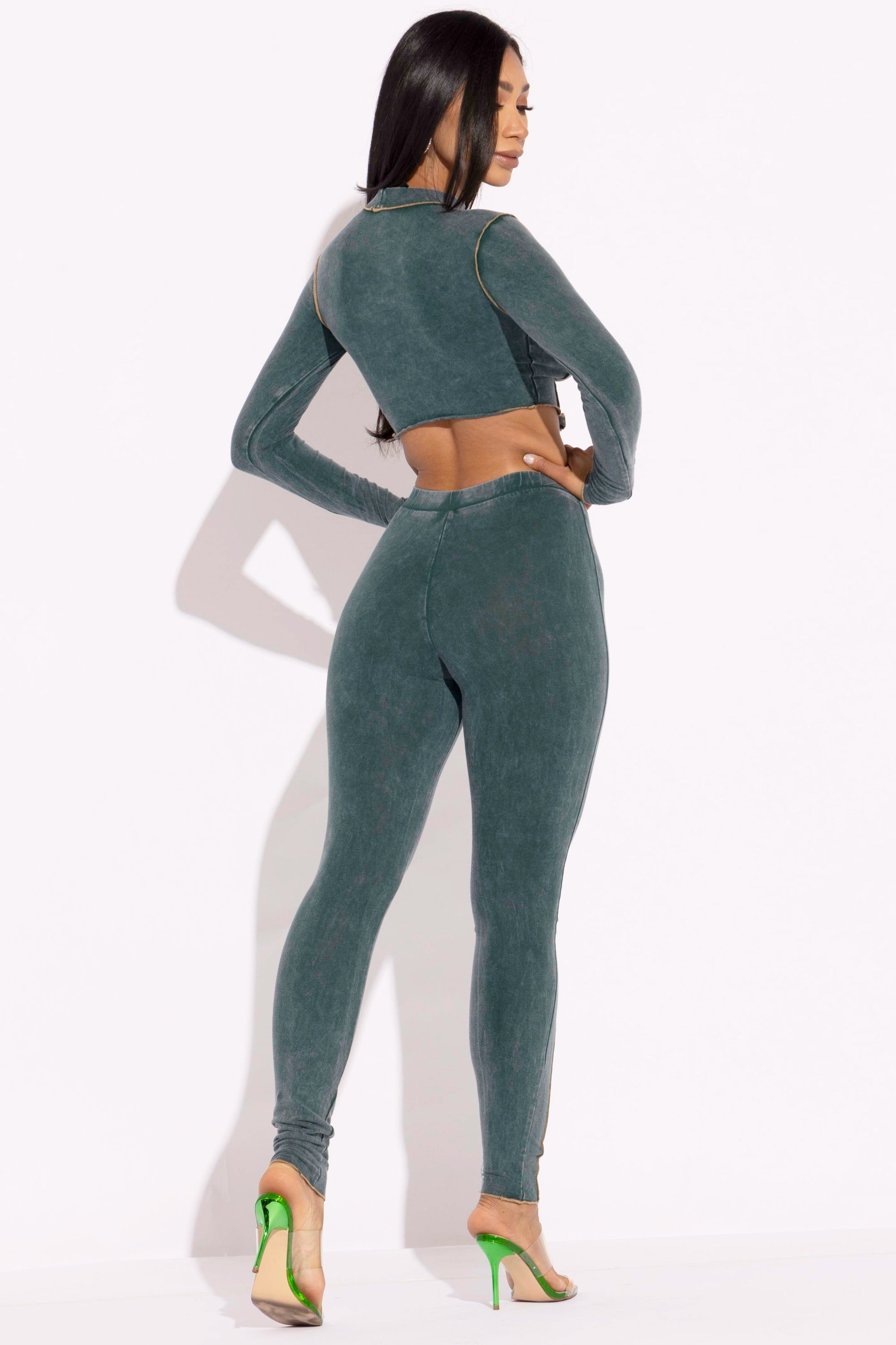 Mineral washed cut out top and leggings set