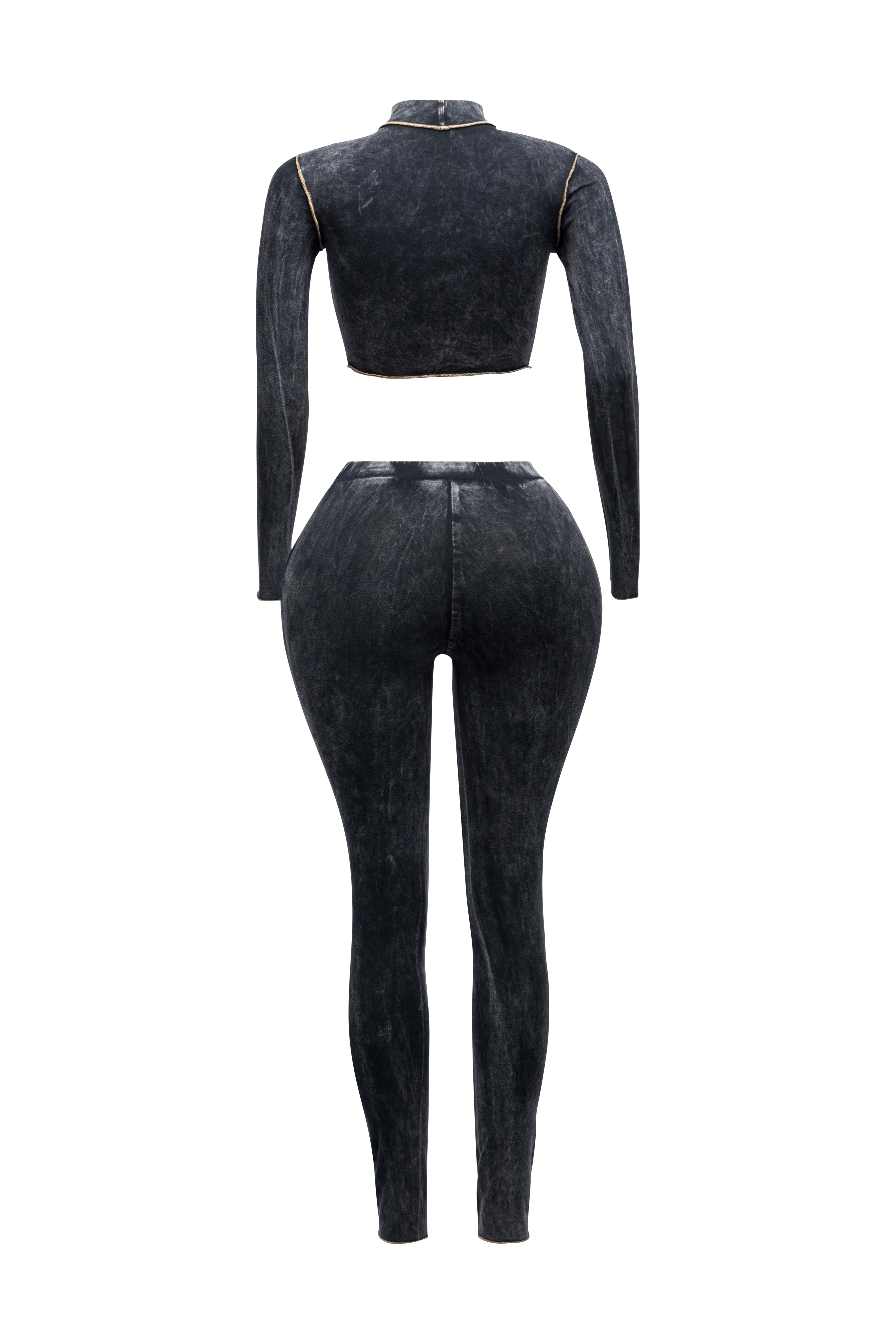 Mineral washed cut out top and leggings set