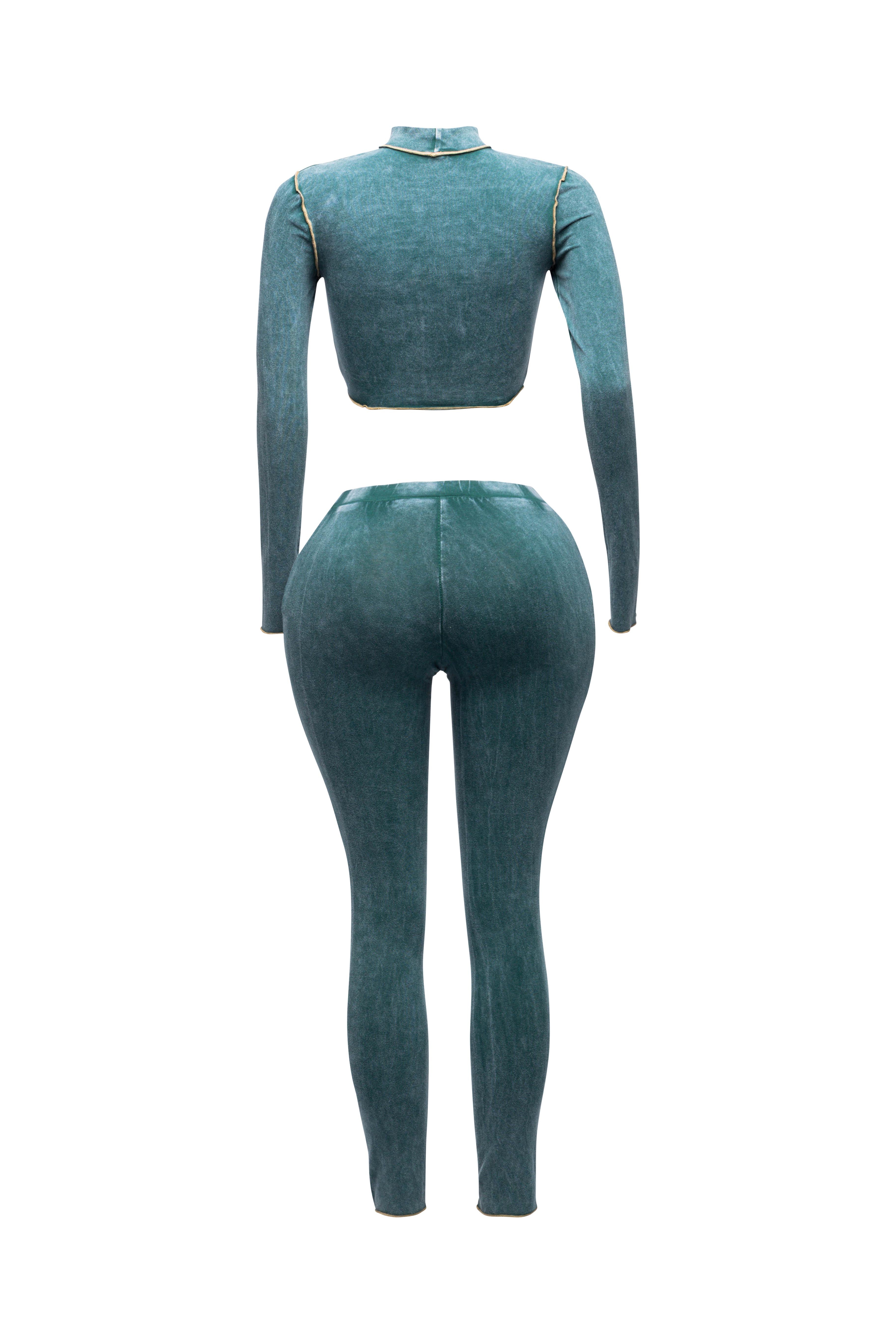 Mineral washed cut out top and leggings set