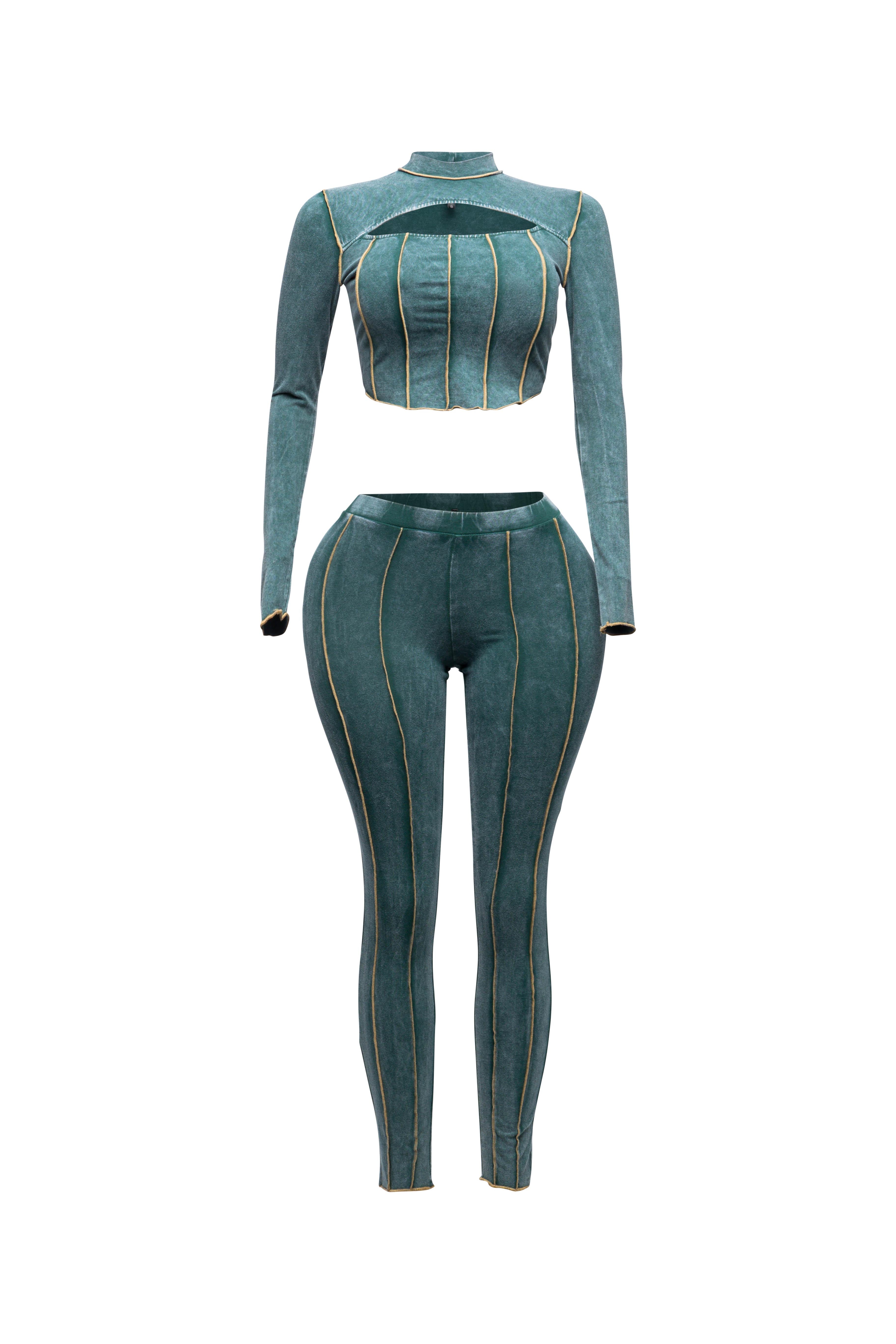 Mineral washed cut out top and leggings set