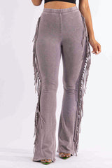 Fringe-Detailed Mineral Washed Pants