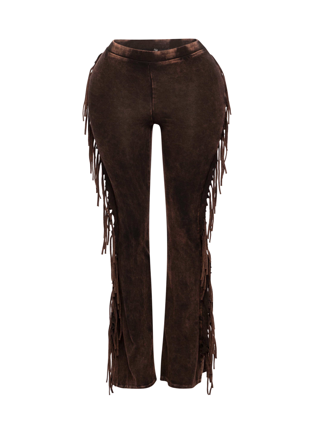 Fringe-Detailed Mineral Washed Pants