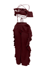 Strappy ruffled pants set