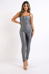 Shiny Nylon bodycon jumpsuit