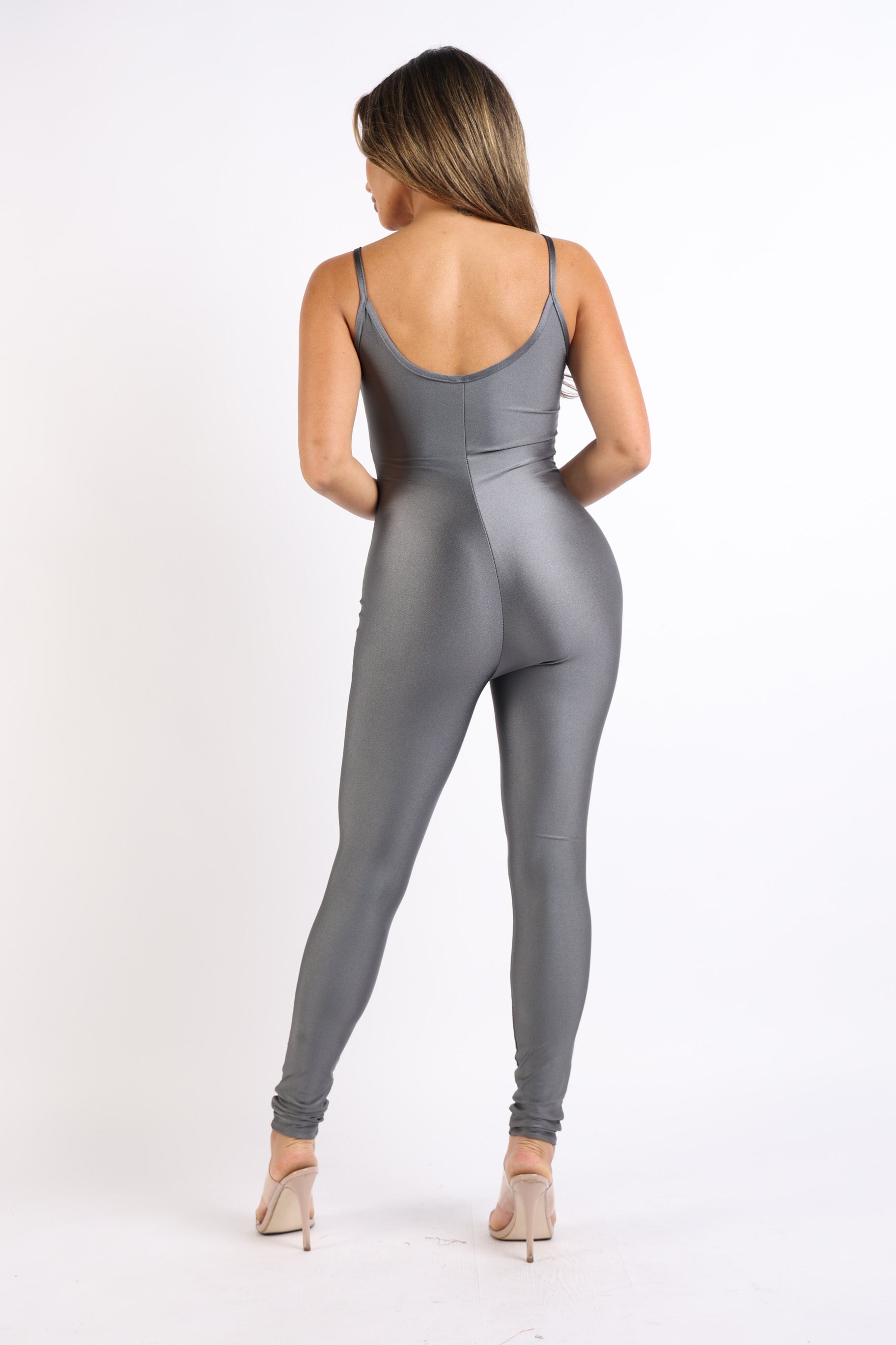 Shiny Nylon bodycon jumpsuit