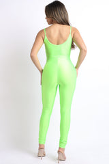 Shiny Nylon bodycon jumpsuit