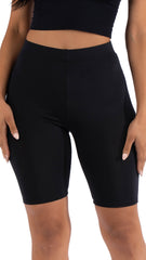 Highwaisted shiny nylon biker shorts in plus size