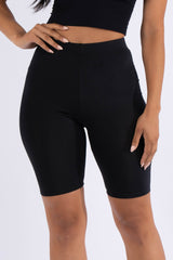 Highwaisted shiny nylon biker shorts in plus size