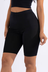 Highwaisted shiny nylon biker shorts in plus size