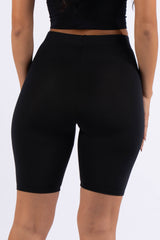 Highwaisted shiny nylon biker shorts in plus size