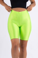 Highwaisted shiny nylon biker shorts in plus size