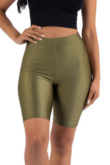 Highwaisted shiny nylon biker shorts in plus size